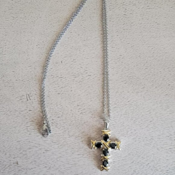Thai Black Spinel Cross Necklace - Picture 3 of 3